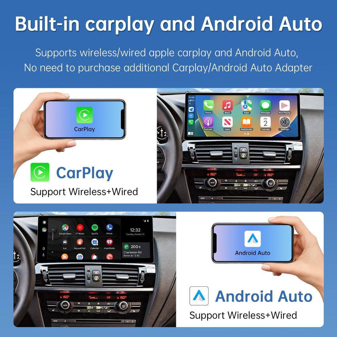 Road Top CarPlay Bildschirm, 12.3 Zoll Ultra-schmal Autoradio Stereo Touchscreen für BMW X3 X4 Serie