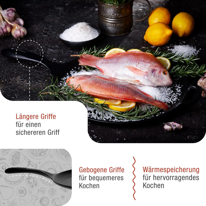 VICTORIA Grillpfanne Emaillierte Gusseisen Comal Pizza-Pfanne 30cm, Omeletts, Induktion, Feuer, Gril