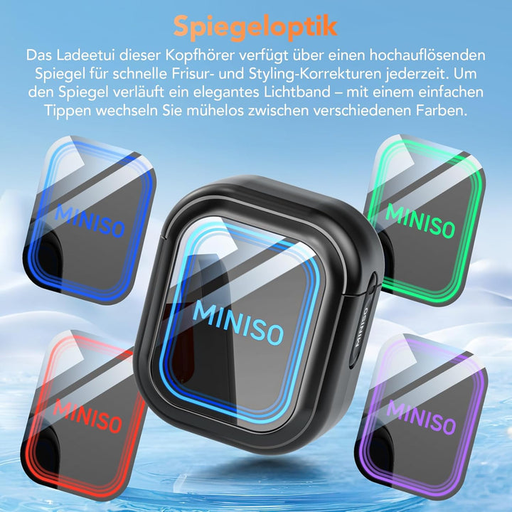 MINISO MS109 AI Kopfhörer Übersetzer, Bluetooth 6.0 Übersetzungskopfhörer in Echtzeit mit Spiegel De