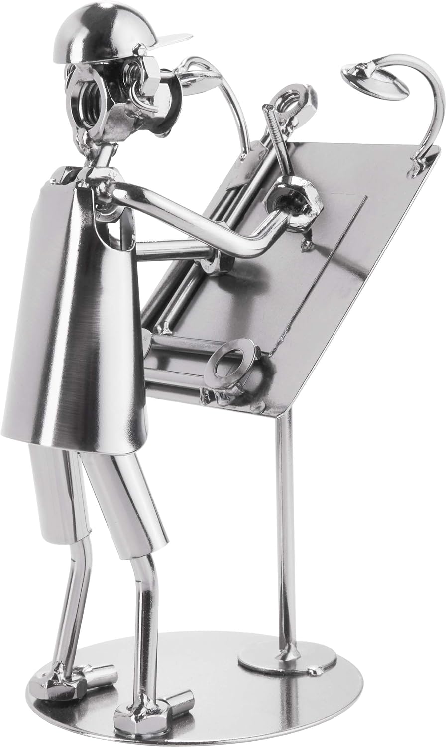 BRUBAKER Schraubenmännchen Architekt - Handarbeit Eisenfigur Metallmännchen Bauplaner - Metallfigur