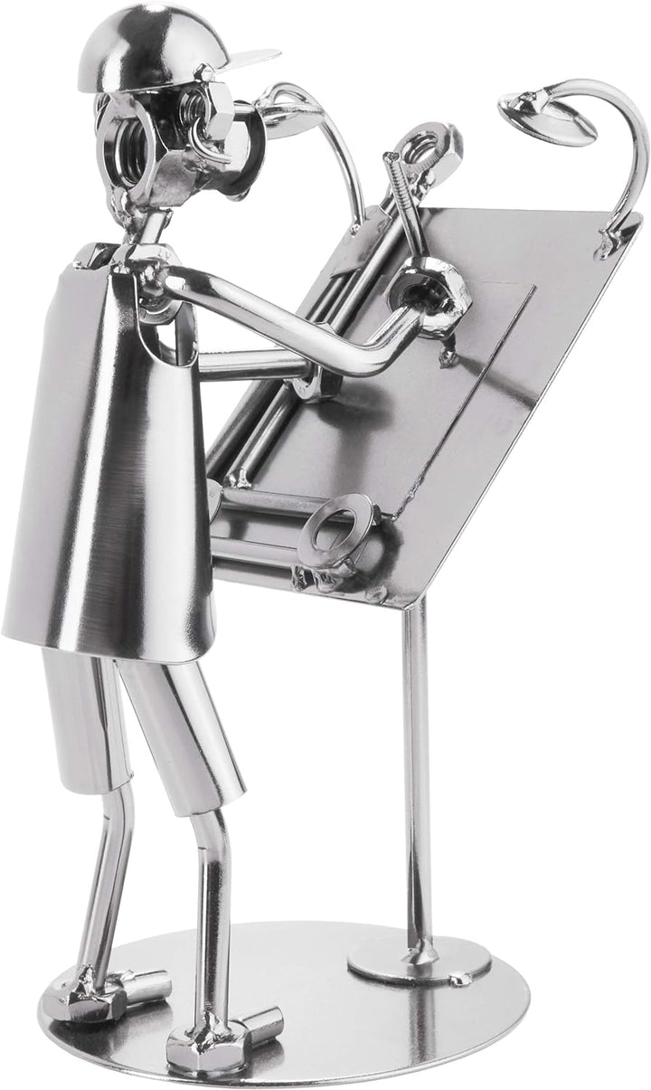 BRUBAKER Schraubenmännchen Architekt - Handarbeit Eisenfigur Metallmännchen Bauplaner - Metallfigur