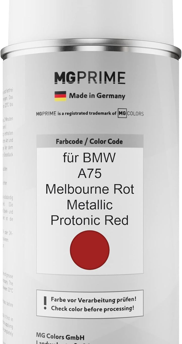 MG PRIME Autolack 2K Spraydosen Set für BMW A75 Melbourne Rot Metallic/Protonic Red Basislack 2 Komp