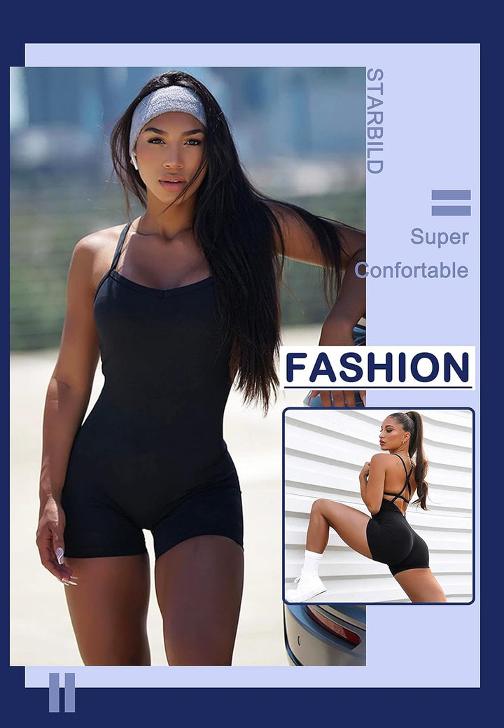 STARBILD Nahtloser Kurz-Bodysuit für Damen mit verstellbaren Spaghettiträgern, M6430-schwarz XL