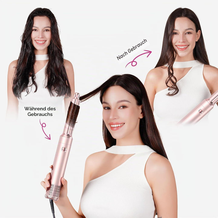 MogaWave pro Air styler 6 in 1 Hairstyler set Airbrush Haarstyler mit Warmluftbürste, Föhnbürste, Ru