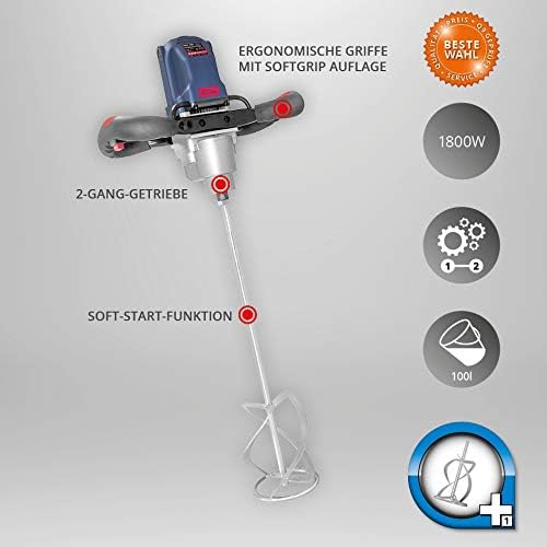 Güde 58048 Rührwerk GRW 1800 (Aufsatz 140 mm, 1800W, 2-Gang-Getriebe, Soft-Start-Funktion, Arretierb