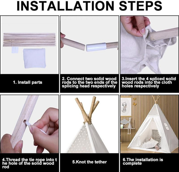 Sleeleece Kinder Tipi Zelt,Tipi Kinderzelt,Klassisches indisches Spielzelt für Kinder,Spielzelt aus