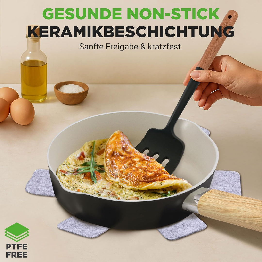NutriChef Keramik Topfset und Pfannenset – 14-teilig für Induktion mit Antihaftbeschichtung, inklusi