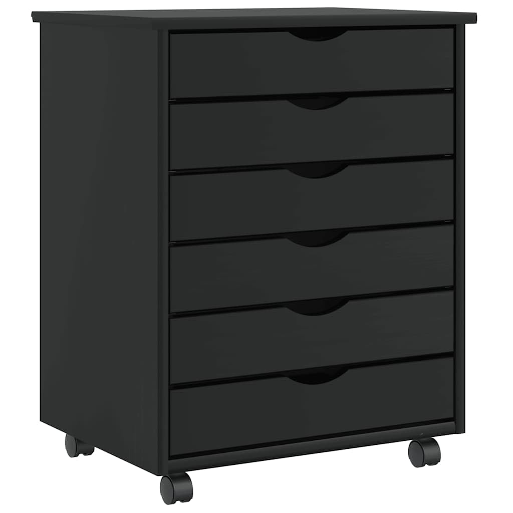 vidaXL Rollschrank mit Schubladen Moss Schwarz Massivholz Kiefer, Kommode, Schubladenschrank, Schrei