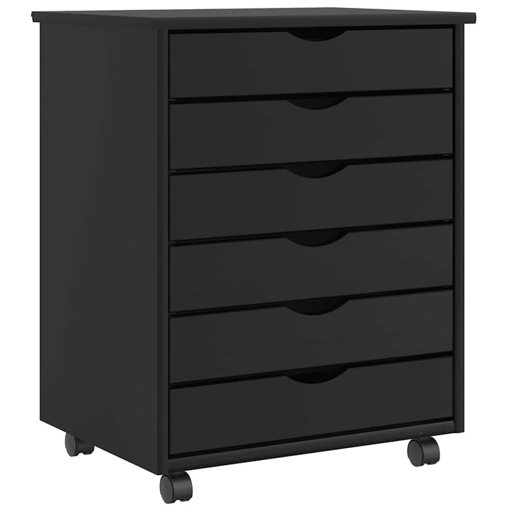 vidaXL Rollschrank mit Schubladen Moss Schwarz Massivholz Kiefer, Kommode, Schubladenschrank, Schrei