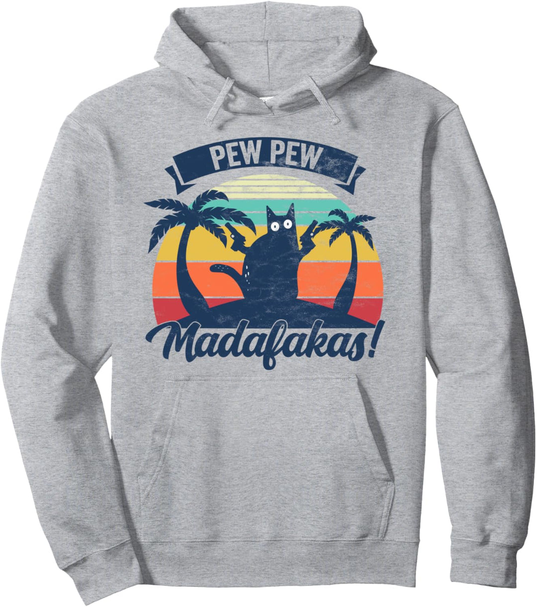Pew Pew Madafakas Vintage Katze Fun Pullover Hoodie