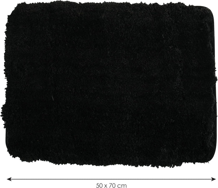 MSV 140872 Badematte Mikrofaser Hochflor flauschig 50x70 cm – Schwarz Schwarz 50 x 70 cm (Rechteckig