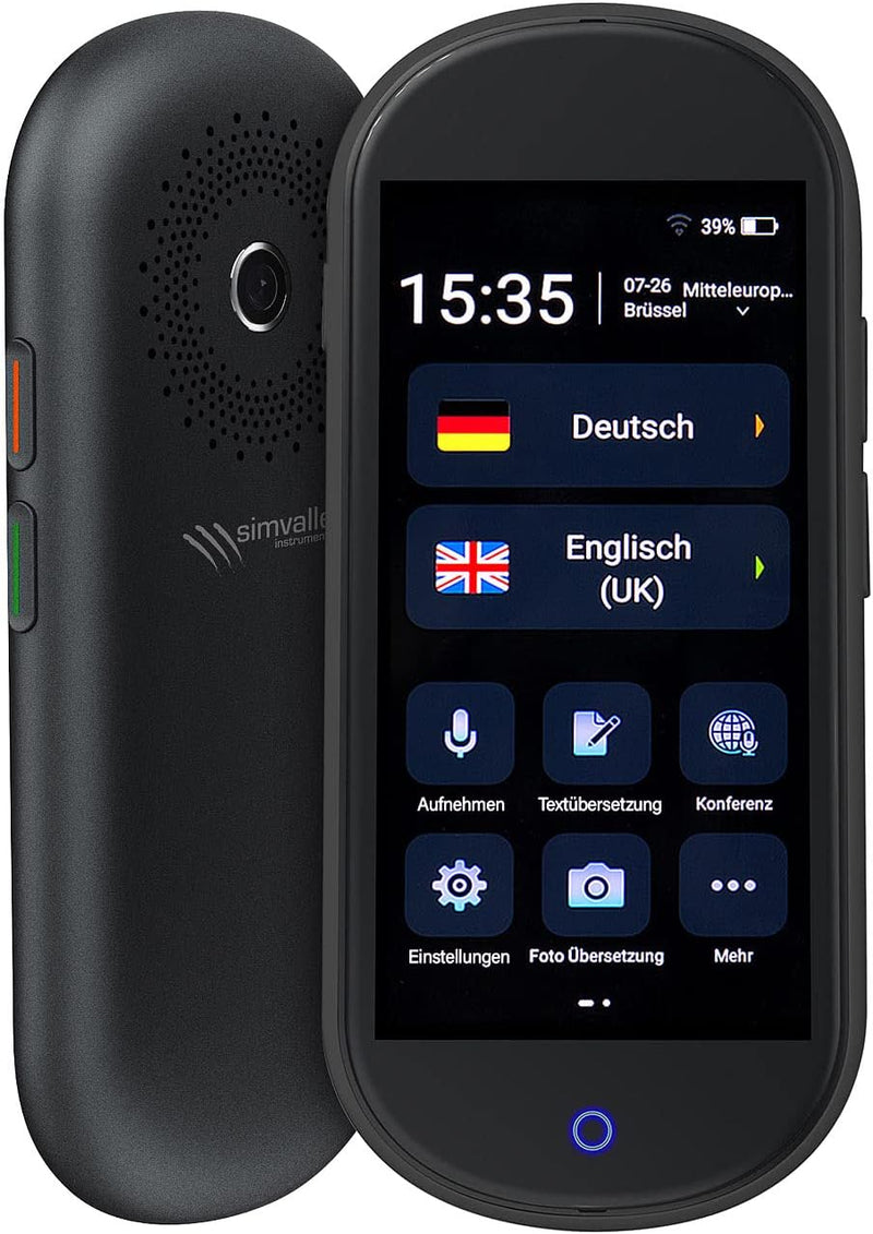 simvalley MOBILE Echtzeit Übersetzer: Mobiler Echtzeit-Sprachübersetzer, 106 Sprachen, Touchscreen,