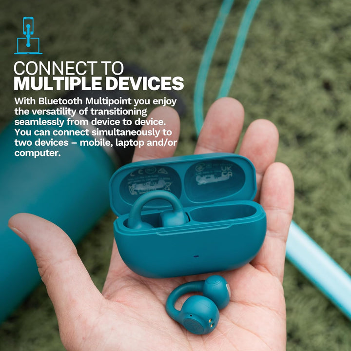 JLab Flex Open Ear Kopfhörer - Open Ear Earbuds, Manschetten-Design Clip-On-Kopfhörer, 21 Stunden Ak