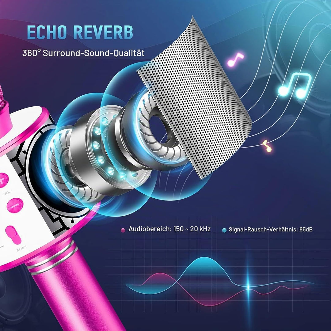 Karaoke Mikrofon Geschenke Mädchen 4-12 Jahre, Bluetooth Mikrofon Kinder Spielzeug ab 3-12 Jahre Spi