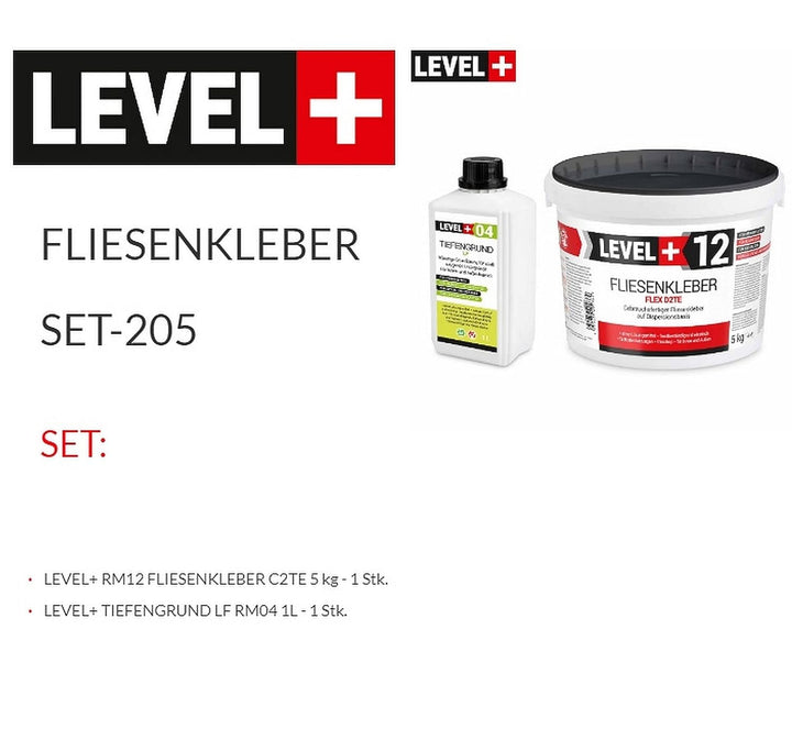 Set 5Kg Weiss Fertig Fliesenkleber Flexkleber + 1L Tiefengrund LF, LEVEL+ SET205