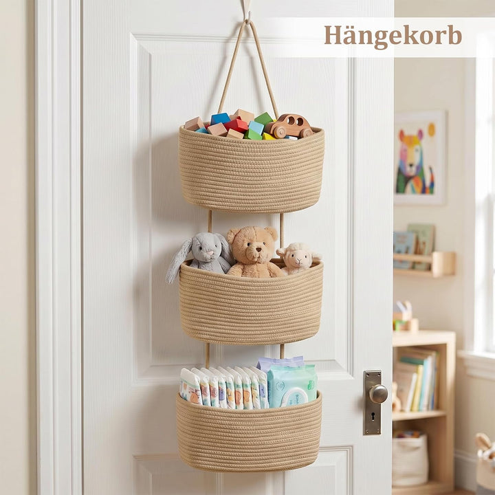 danpinera Hängekorb für die Tür, 3-stöckig Wandorganizer Hängend Veranstalter lagerung körbe aus Bau