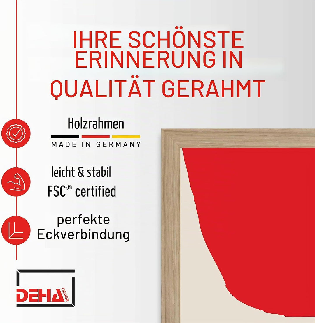 DEHA Design Bilderrahmen Fontana, A2 42x59,4 cm, Holz Schwarz, bruchsicheres Acrylglas, für Poster u