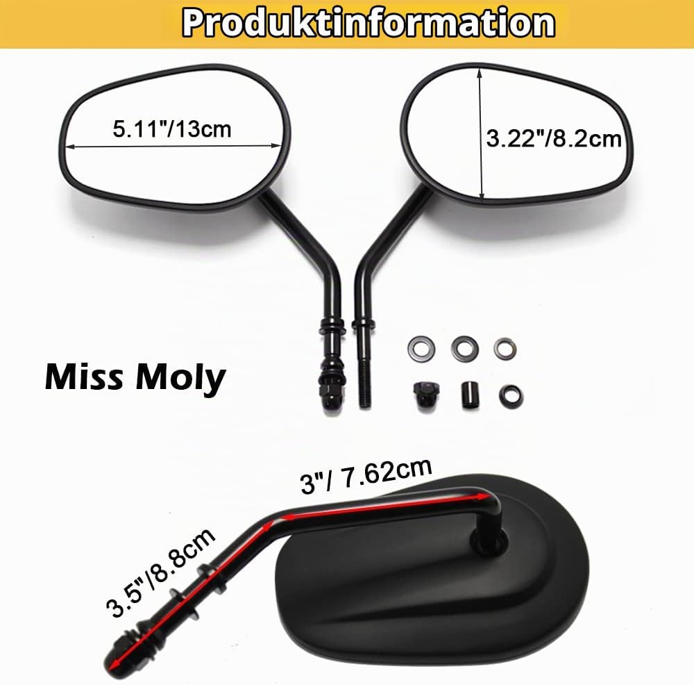 8mm Motorrad Seitenspiegel für Sportster 1200 XL883 Dyna Softail Road Glide(