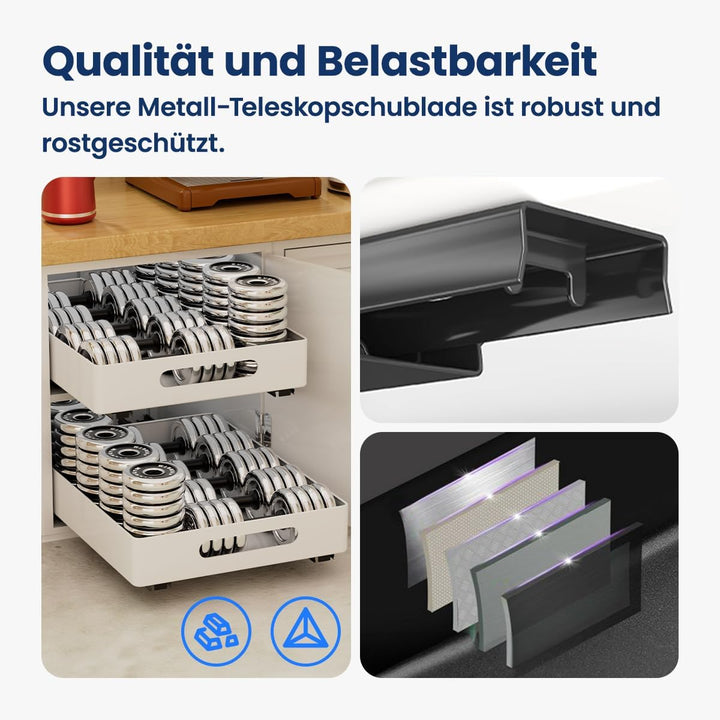 Heikoeco® Organizer Schublade, Teleskopschublade, Schrank Organizer, Hochwertige Auszugsführungen, a