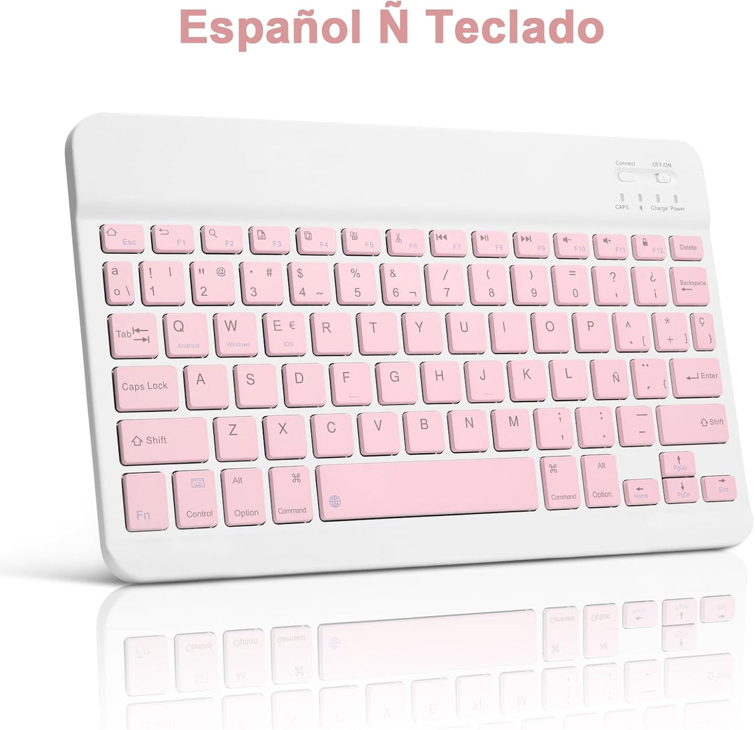 Bettdow für Samsung Galaxy Tab S9 FE/S9 2023 Tastatur Hülle, Rosa (Spanisch), Rosa