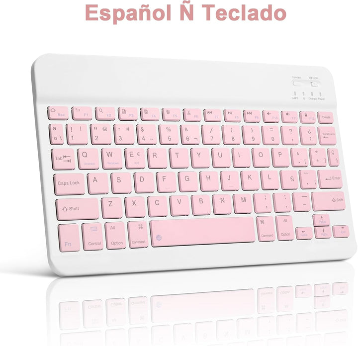 Bettdow für Samsung Galaxy Tab S9 FE/S9 2023 Tastatur Hülle, Rosa (Spanisch), Rosa