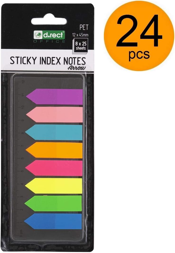 D.RECT 110505 Haftstreifen Pagemarker Index Haftmarker Film Textstreifen PET-Folie 12x45mm 8x25 Stüc