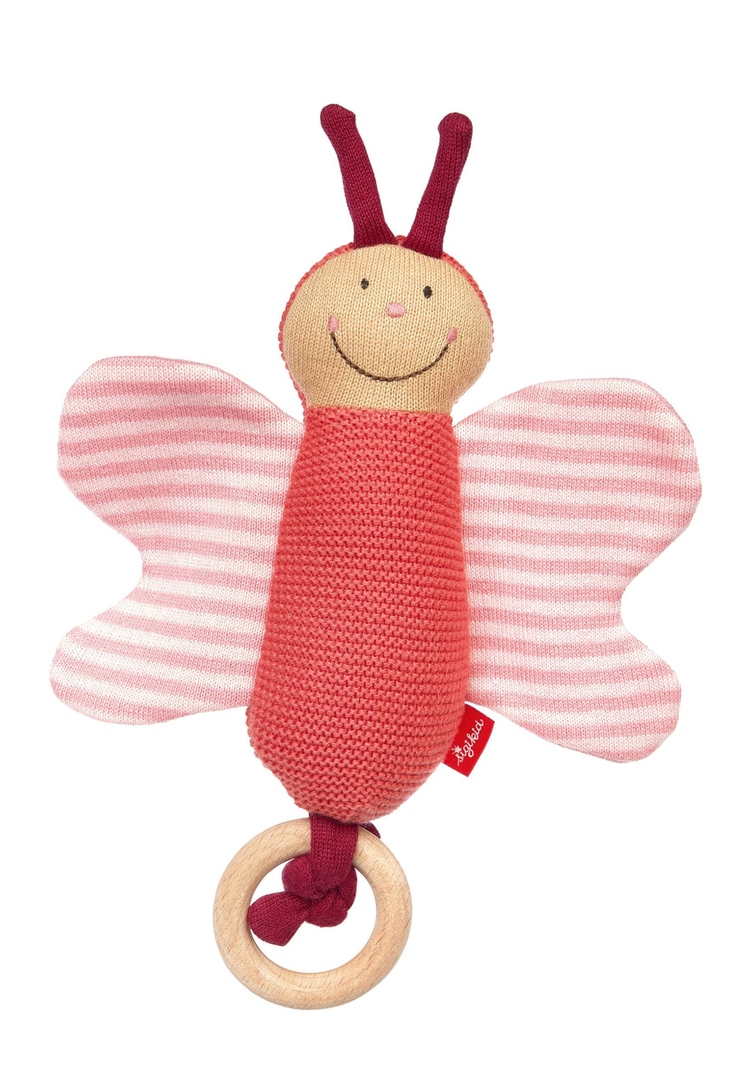 SIGIKID 39674 Strick-Greifling Schmetterling Knitted Love, Babyspielzeug aus Baumwollstrick mit Holz