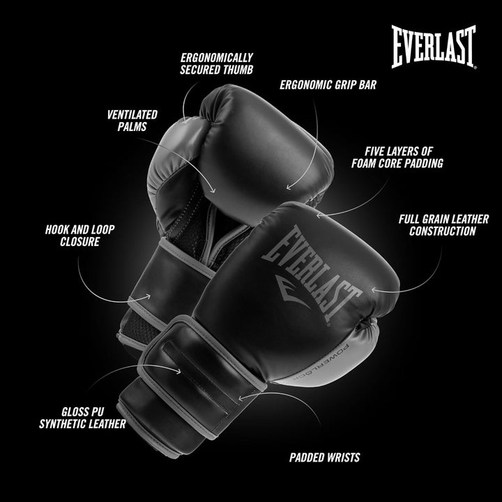 Everlast Unisex – Erwachsene Powerlock 2R Glove Handschuhe Schwarz 14oz, Schwarz 14oz