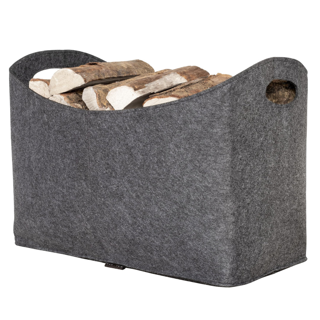 Rubberneck Holzkorb L aus Filz, 54 x 39 x 30 cm, Anthrazit, Anthrazit