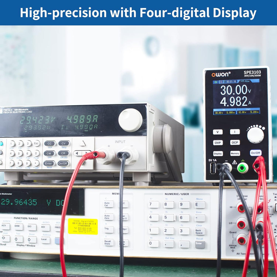 OWON SPE3103 Programmierbares Labornetzteil (0-30 V 0-10 A), 300-W-DC-Netzteil mit 2,8-Zoll-LCD-Disp