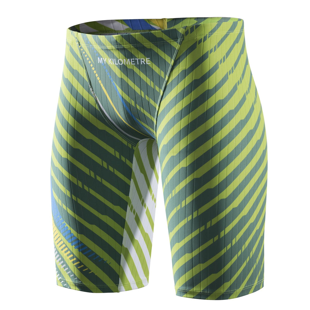 MY KILOMETRE Herren Jammers Lang Badehose Schwimmen Badeanzug Jammer M Gedruckt Grün, M Gedruckt Grü