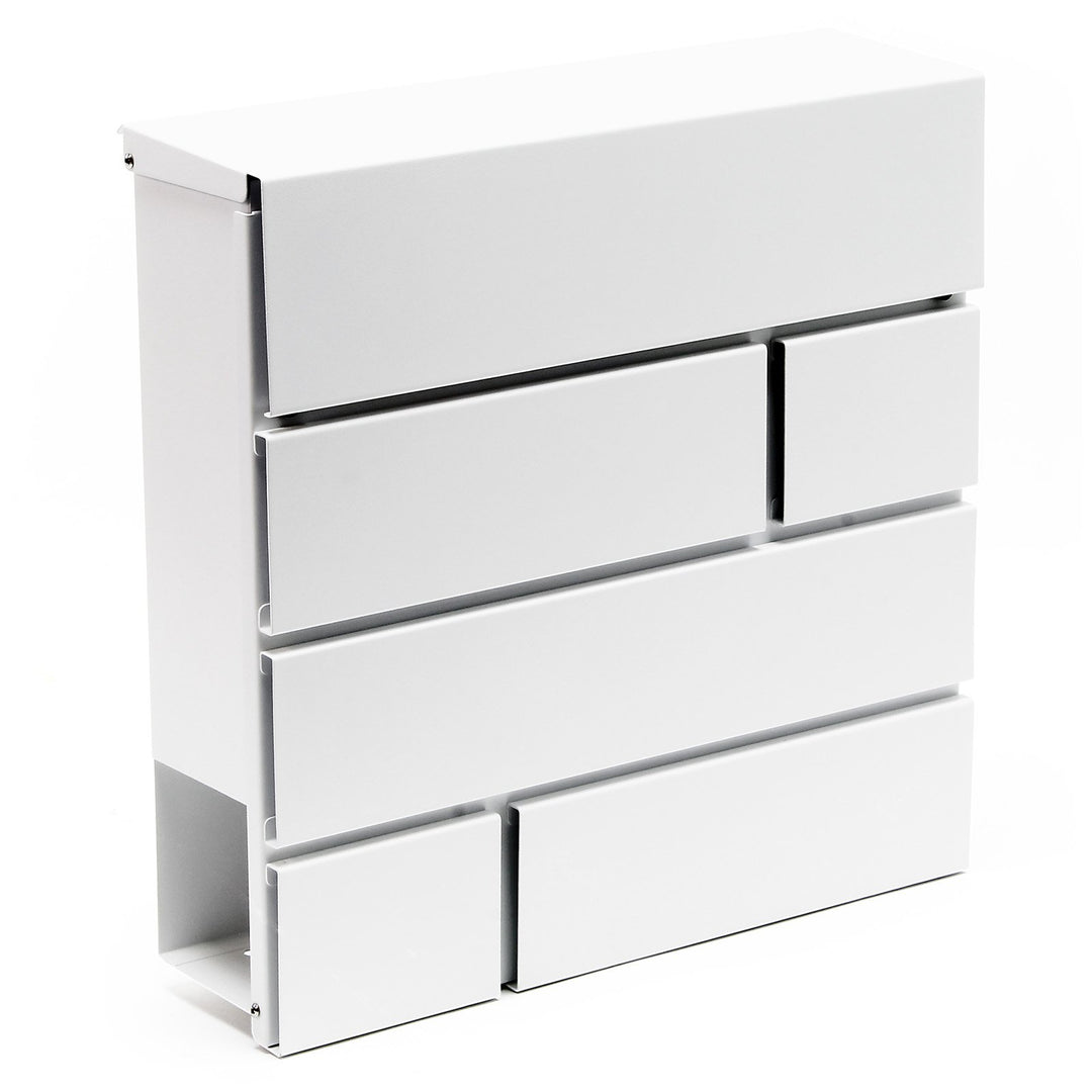 Wiltec Designer Briefkasten V15 weiss 370 x 105 x 370 mm, Wandbriefkasten mit Schloss und Zeitungsro