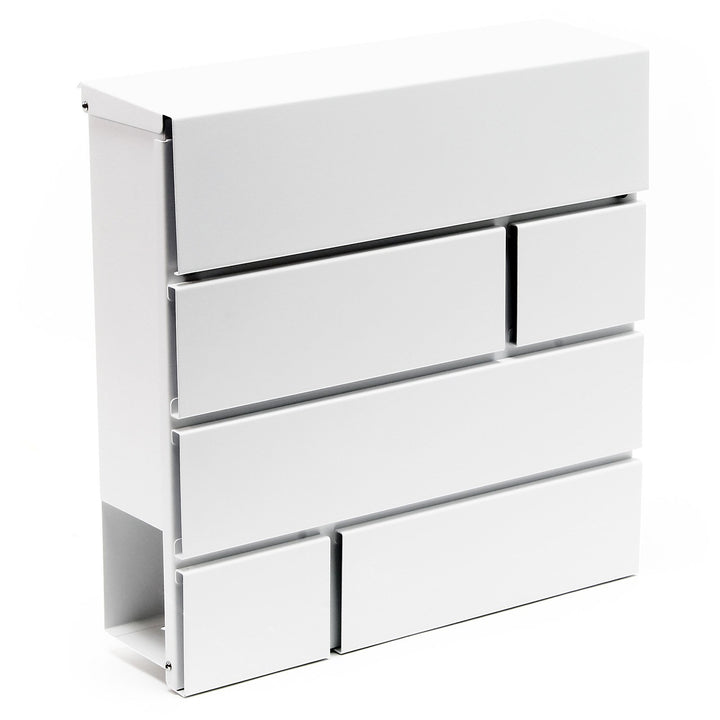 Wiltec Designer Briefkasten V15 weiss 370 x 105 x 370 mm, Wandbriefkasten mit Schloss und Zeitungsro