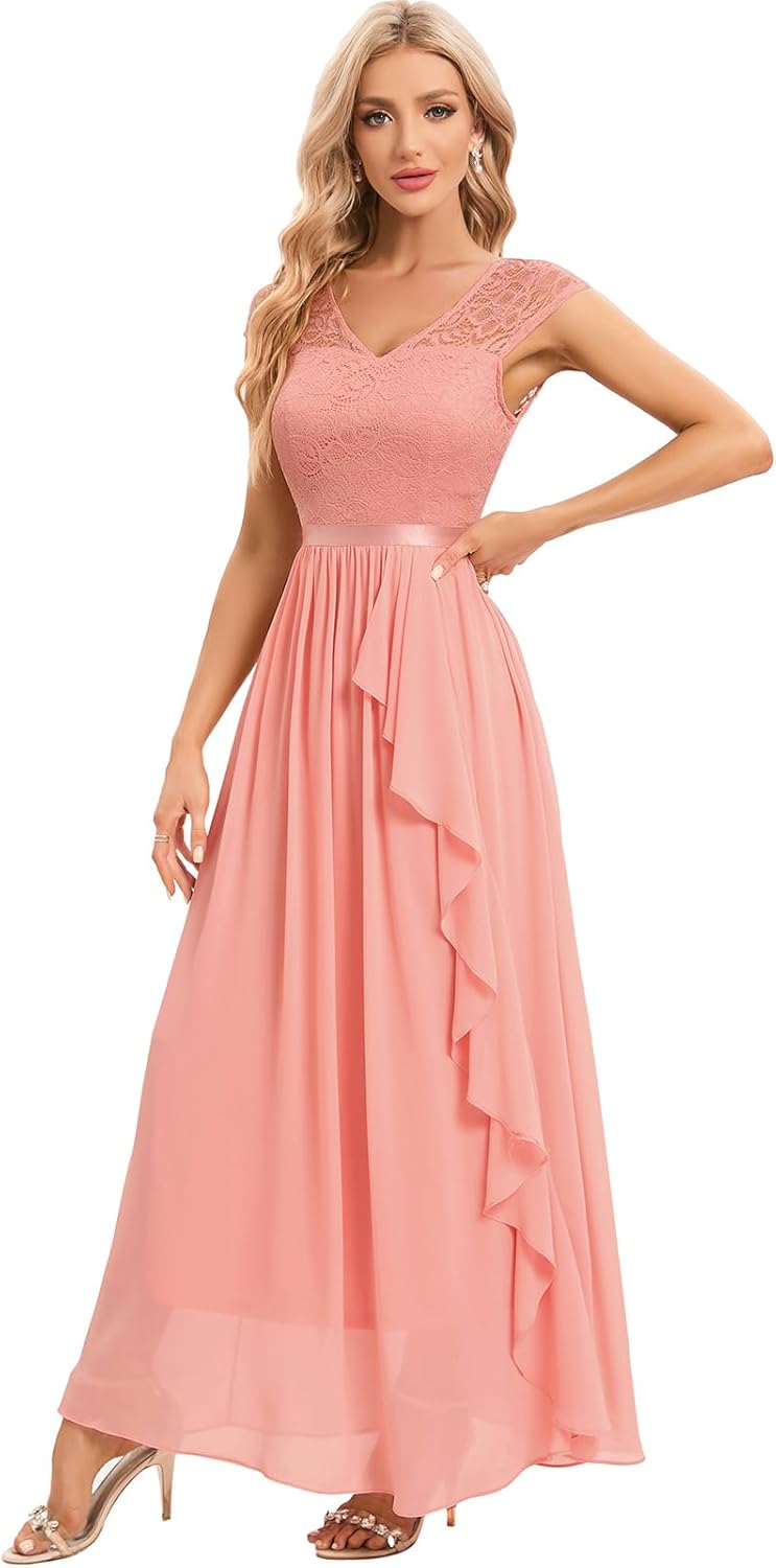 Gardenwed Damen Spitzen Abendkleid Elegant Cocktailkleid Ballkleid Brautjungfernkleider für Hochzeit