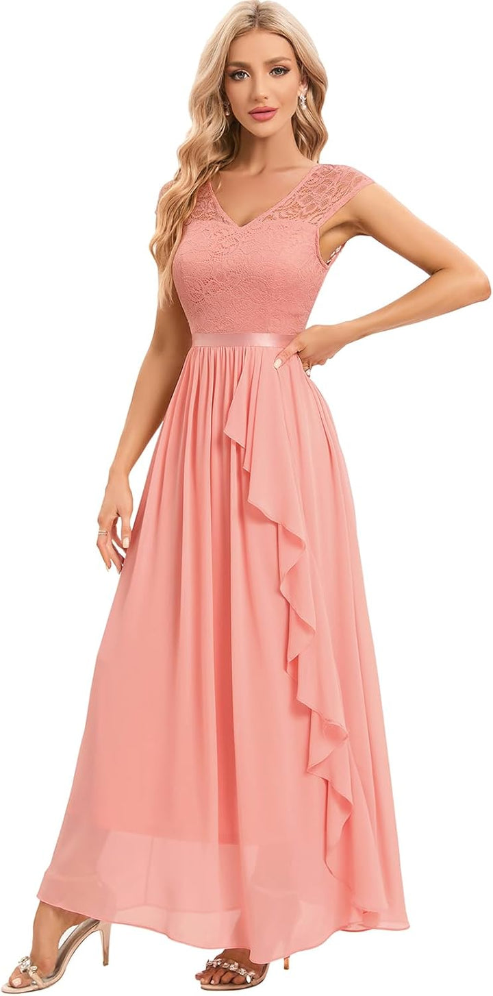 Gardenwed Damen Spitzen Abendkleid Elegant Cocktailkleid Ballkleid Brautjungfernkleider für Hochzeit
