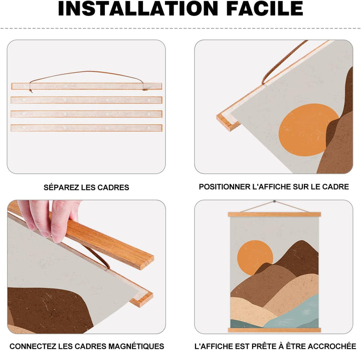 Ywlake Bilderrahmen, A1, magnetisch, Naturholz, für Poster, magnetisch, Rahmen zum Aufhängen, Poster