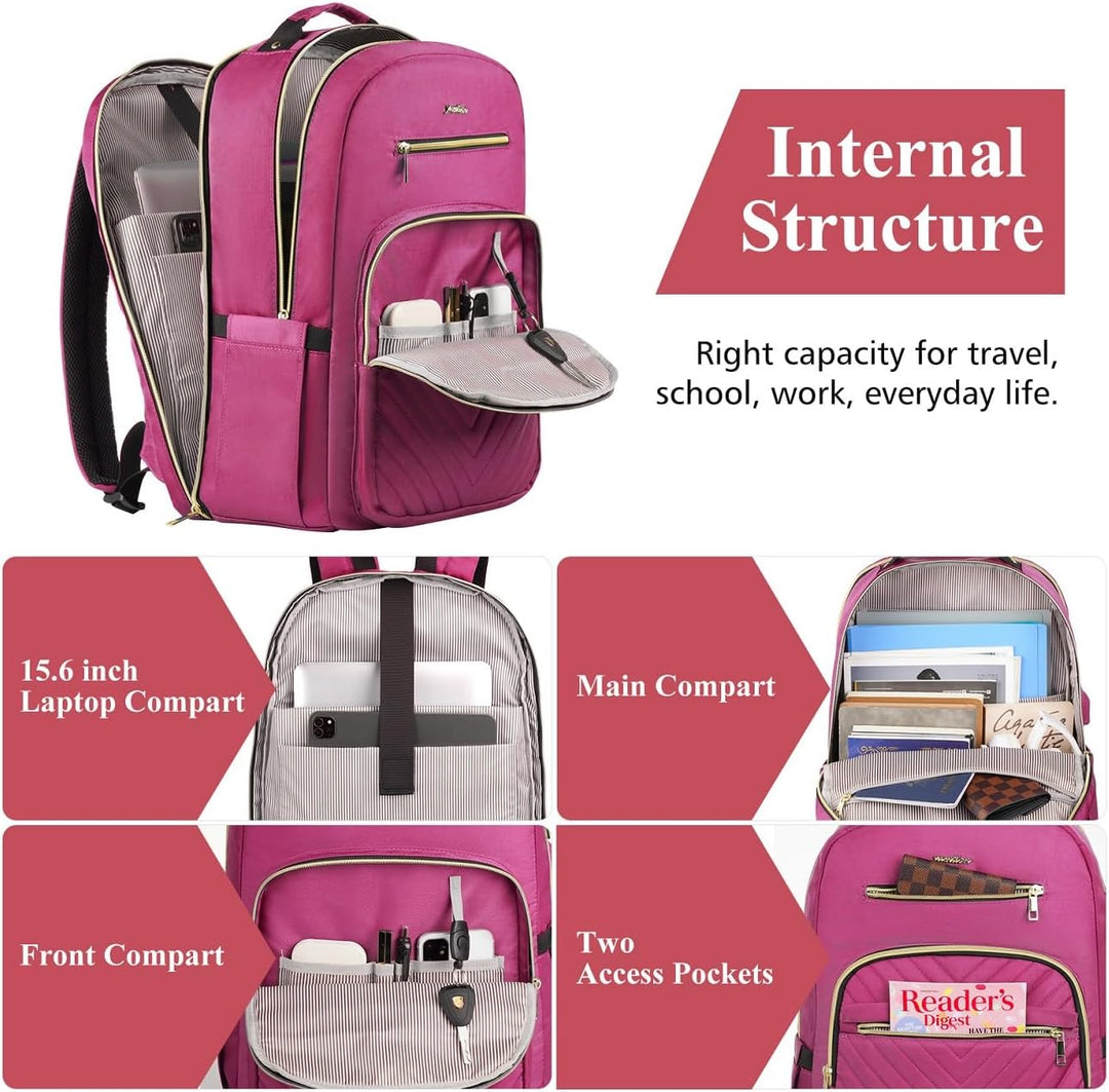 YAMTION Rucksack Damen,Schulrucksack Mädchen Teenager Schultasche Frauen 17.3 Zoll Laptop Rucksack m