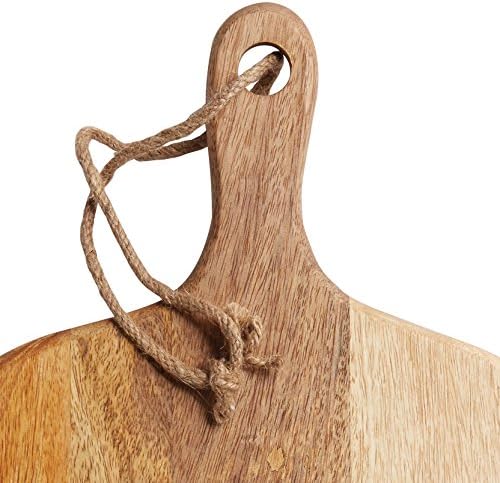MasterClass Mangoholz Servierbrett, Quadratisches Schneidebrett aus Hochwertigem Holz mit Schnur zum