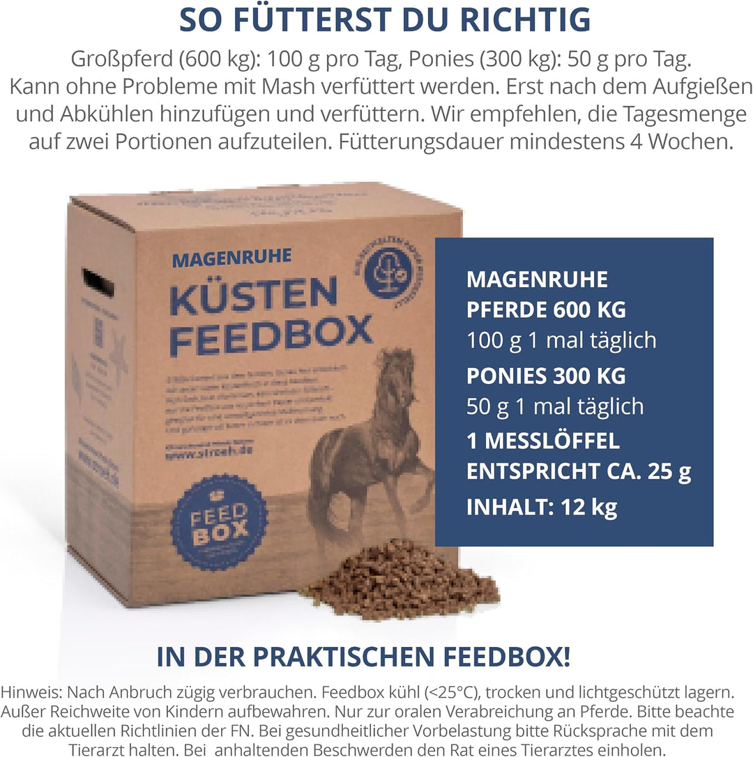 STRÖH Magenruhe Pferd (12kg Feedbox) Magenruhe Pferd (1kg) • Für Pferde Magen, Darm &amp; Verdauung • Mi