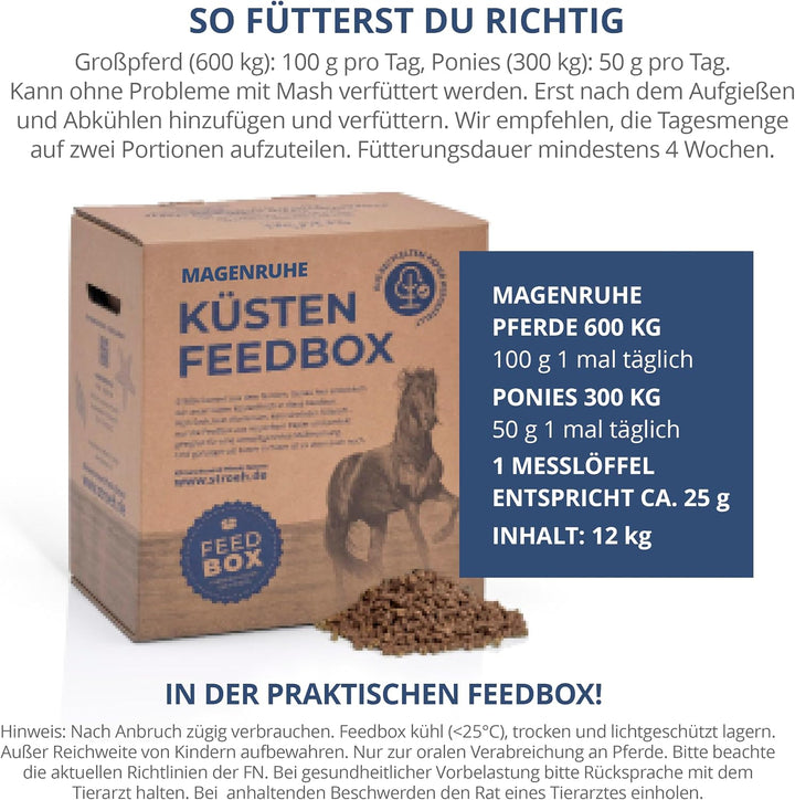 STRÖH Magenruhe Pferd (12kg Feedbox) Magenruhe Pferd (1kg) • Für Pferde Magen, Darm &amp; Verdauung • Mi
