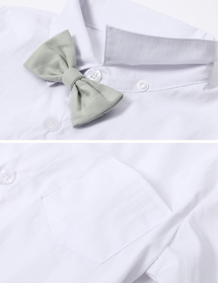 mintgreen Baby Junge Anzüge 2PCS Ostern Outfit Gentleman Hemd Hosen Satz mit Fliege Hosenträger 3-18