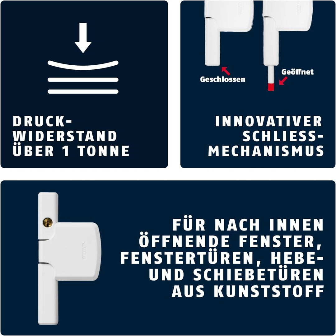 ABUS Fenster-Zusatzsicherung FTS206 AL0145 - Fensterschloss mit zweistufiger Verriegelung, gleichsch