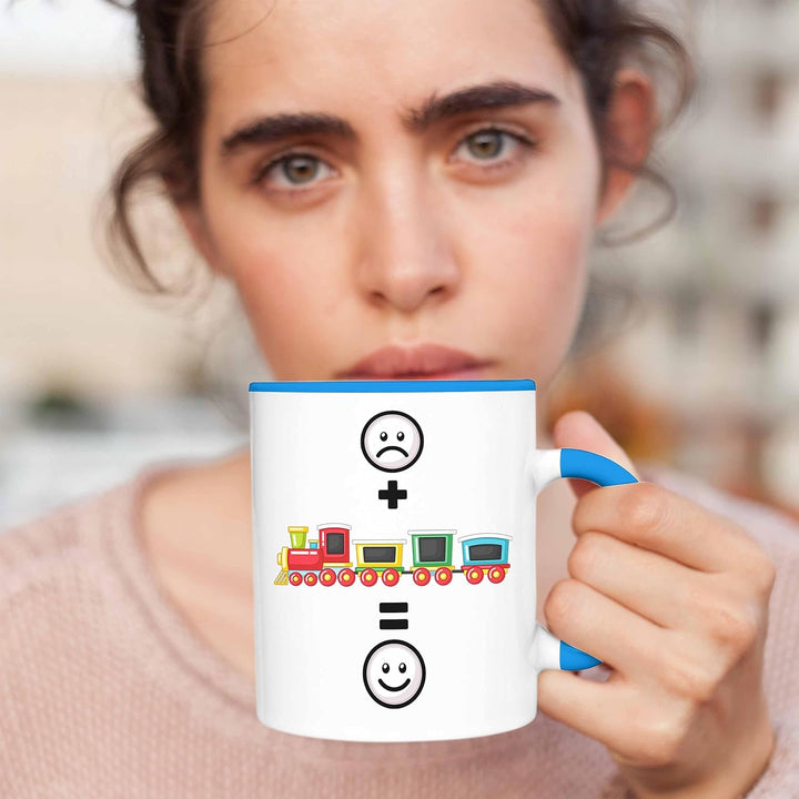 Trendation - Eisenbahn Tasse Geschenk für Eisenbahner Modelleisenbahn :(+ Eisenbahner = :) Lustige G