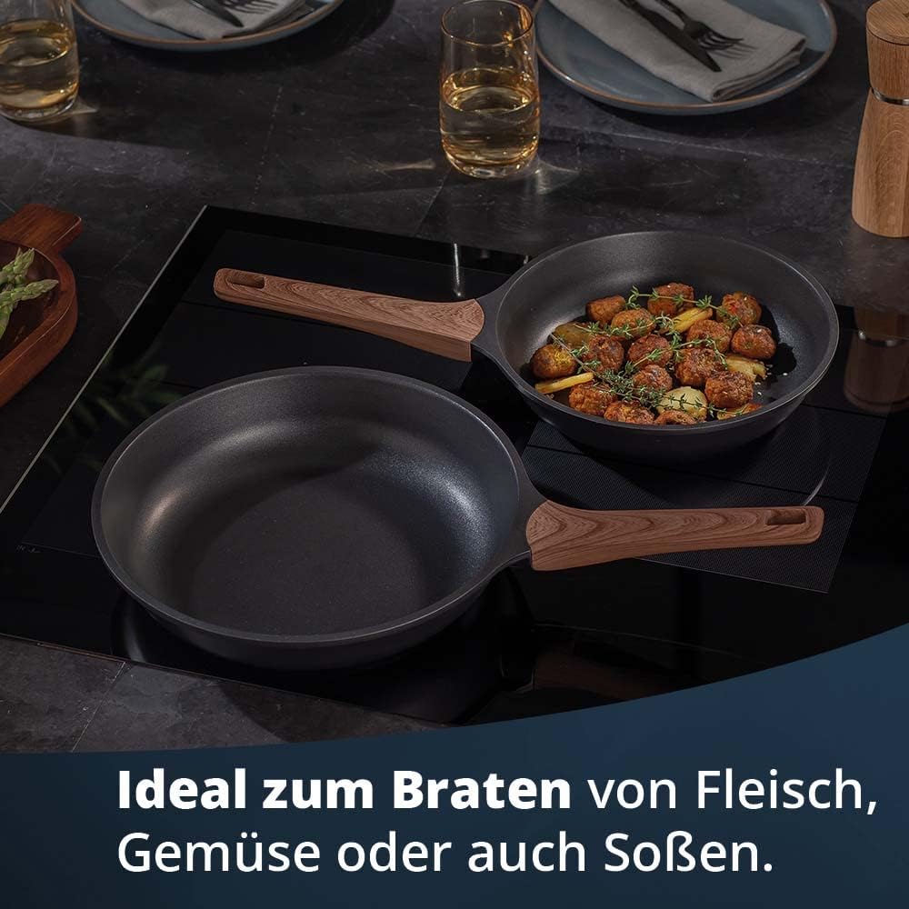 KHG Pfannenset 2-teilig Bratpfanne 24 cm &amp; 28 cm Ø, Induktion, Antihaftbeschichtung, Pfanne aus Alum