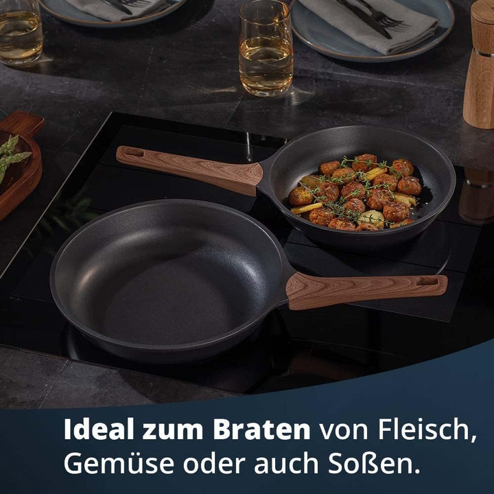 KHG Pfannenset 2-teilig Bratpfanne 24 cm &amp; 28 cm Ø, Induktion, Antihaftbeschichtung, Pfanne aus Alum