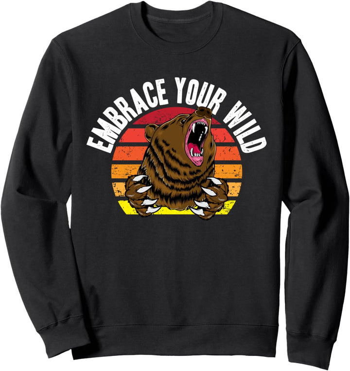 Embrace your Wild Bear with Mountains Vintage Outdoor Lover Sweatshirt