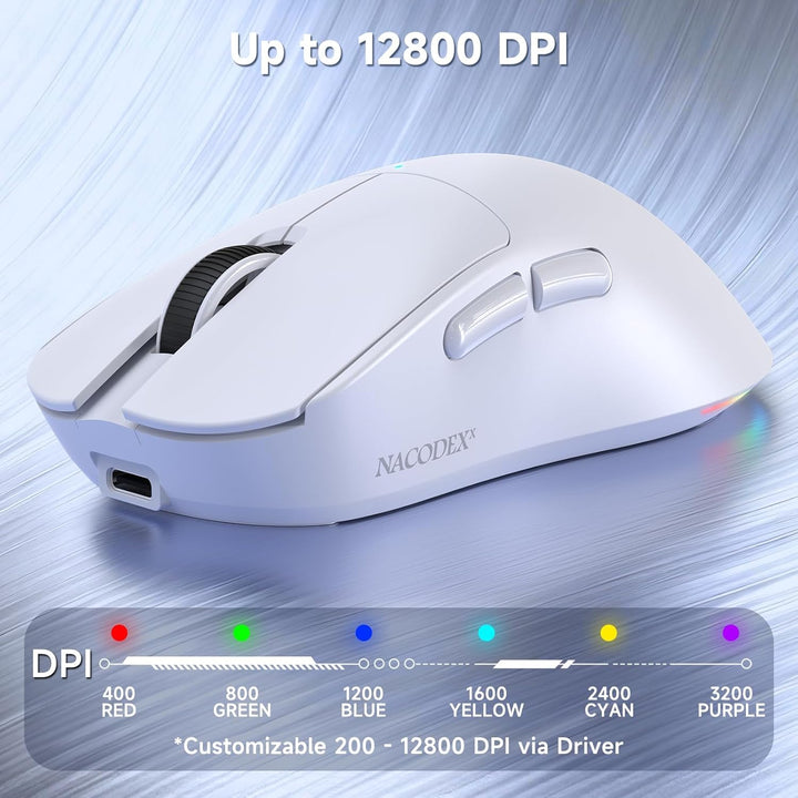 A.JAZZ NJ08 Tri-Mode Kabellose Gaming Maus, 1000Hz 70g Leicht, PC Mouse Mittel-Gross Ergonomisch, 12