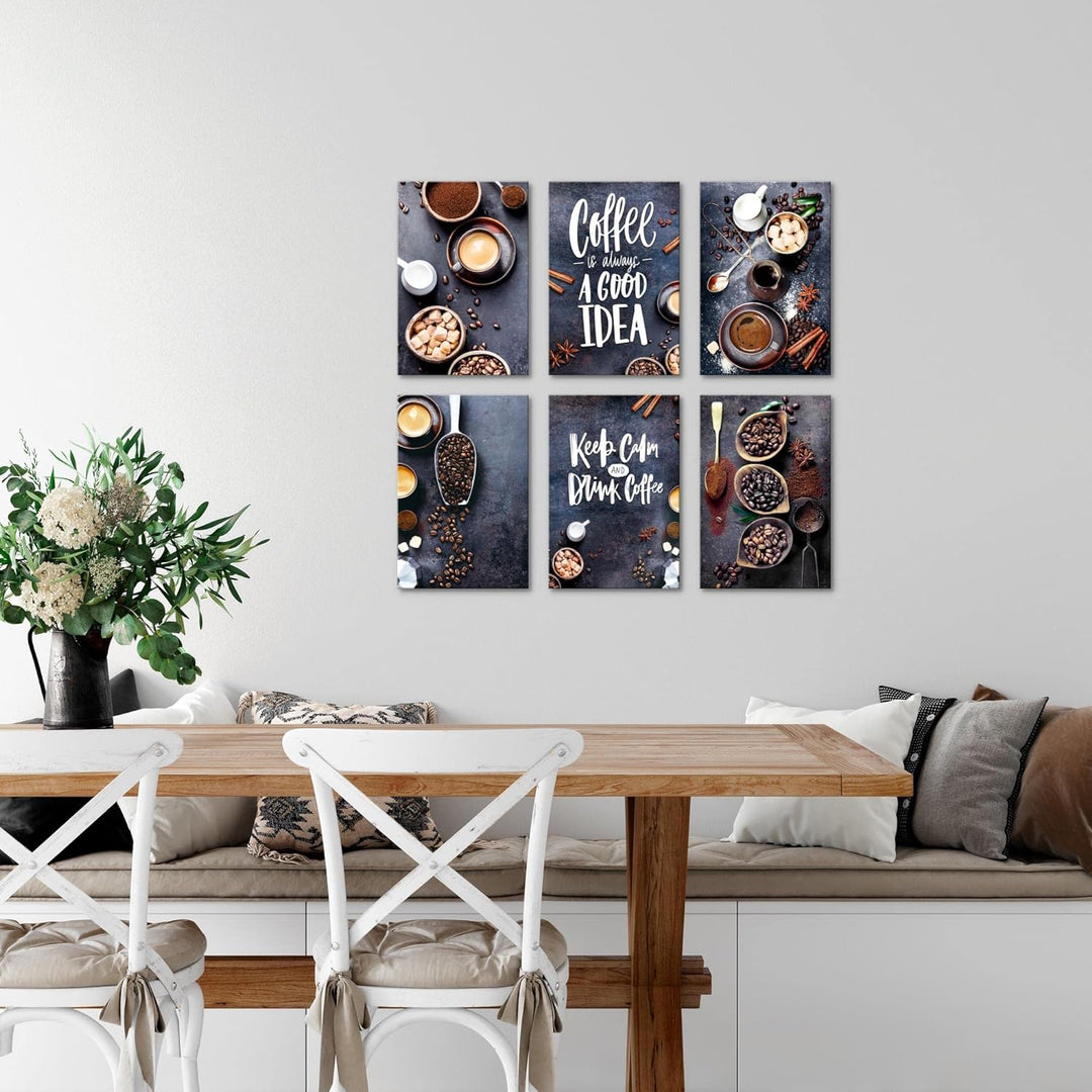 Novart Wandbilder Set - KOMPLETT AUFHÄNGFERTIG - Made in Germany - Moderne Bilder Kaffee Küche Coffe