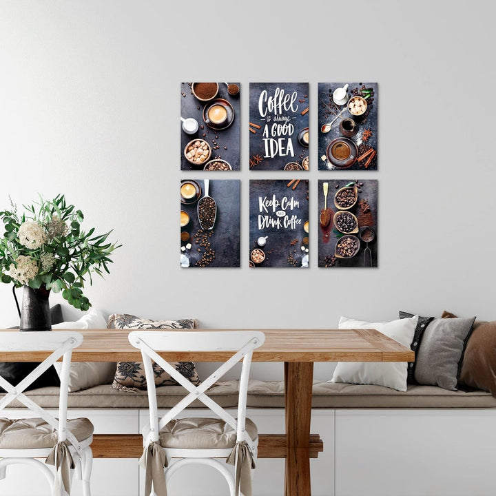 Novart Wandbilder Set - KOMPLETT AUFHÄNGFERTIG - Made in Germany - Moderne Bilder Kaffee Küche Coffe