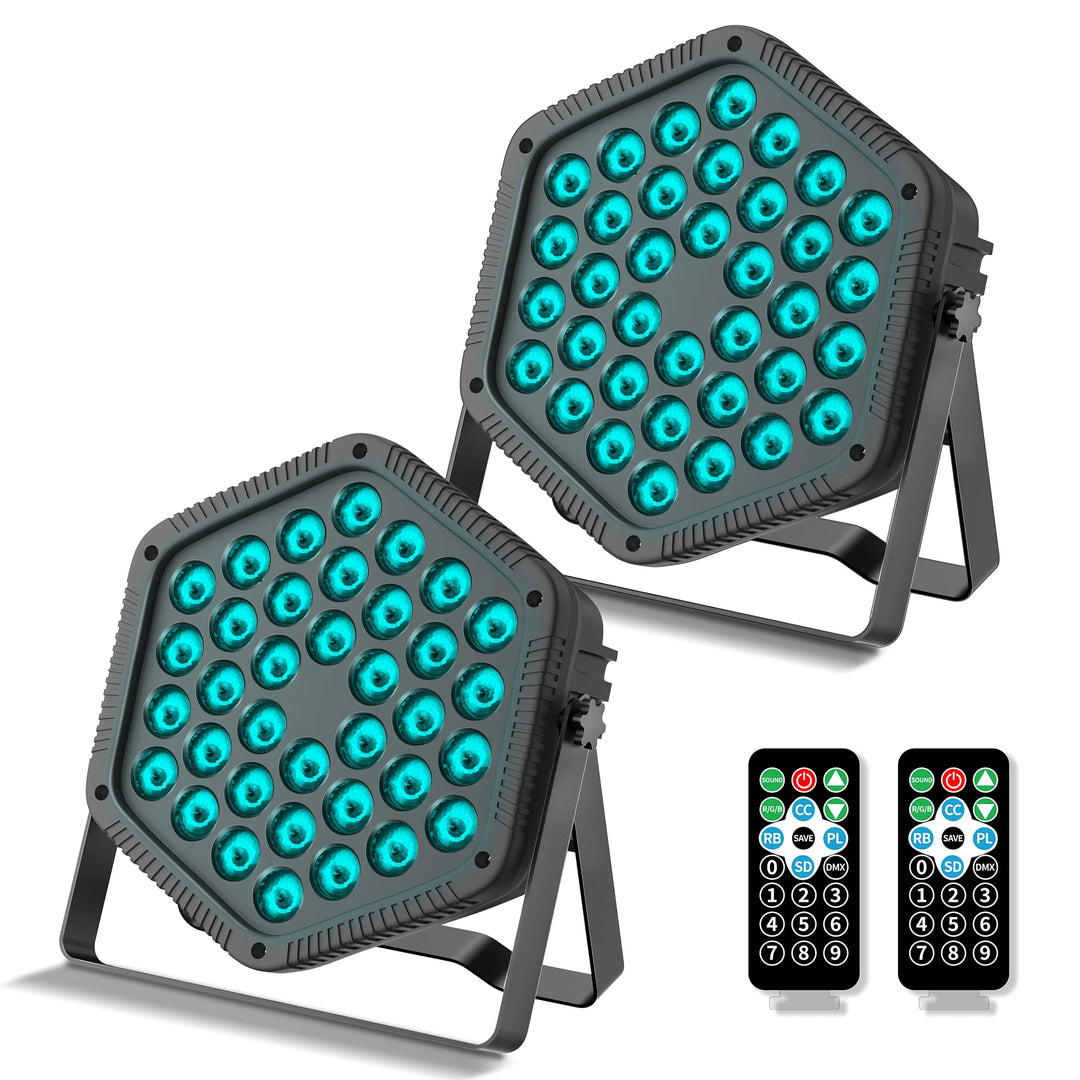 2er-Pack 36-RGB-LED-PAR-Scheinwerfer (36×1W, DMX512, Sound-to-Licht, IR-Fernbedienung) – 25° Abstrah